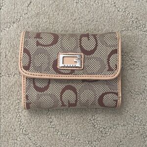 Guess Beige and Brown Logo Wallet
